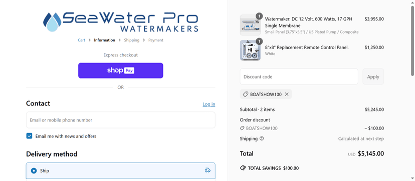 SeaWater Pro Coupon Code - Claim 20% Off on Your Order